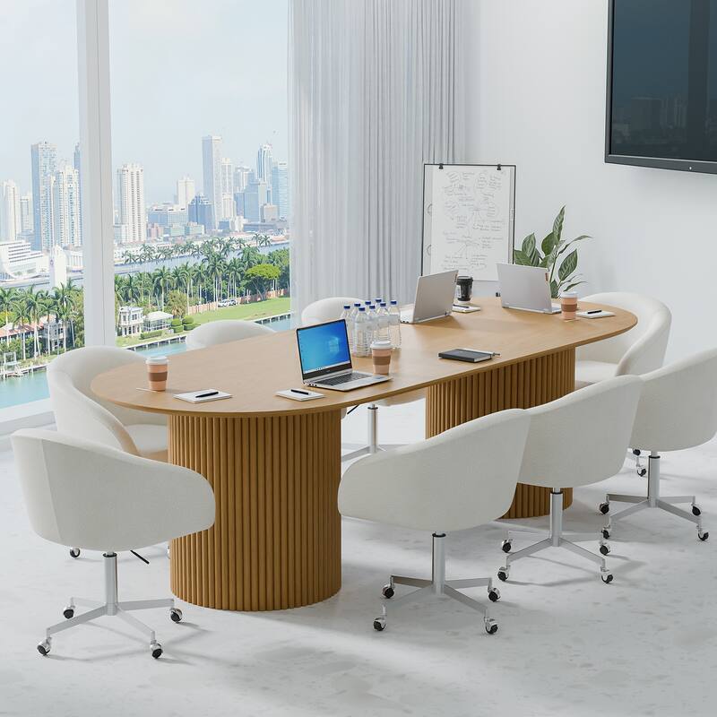 86" Big Solid Wood Oval Table Conference Table for Large Meeting Rooms