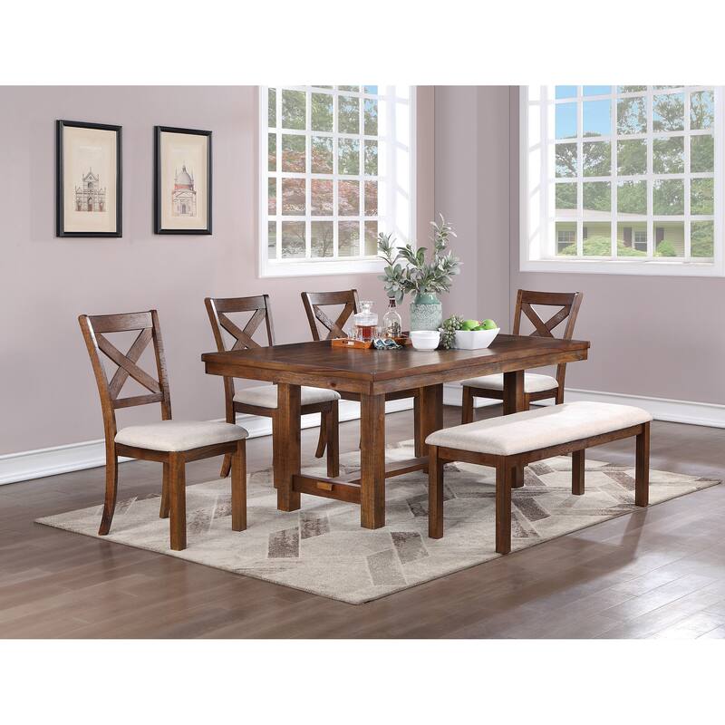 1pc Bench Only Natural Brown Finish Solid wood Contemporary Style Kitchen Dining Room Furniture Seating