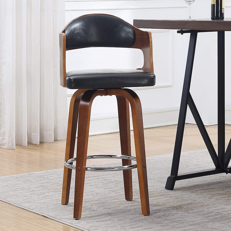 Contemporary Adjustable Swivel Barstool - Padded Seat & Back