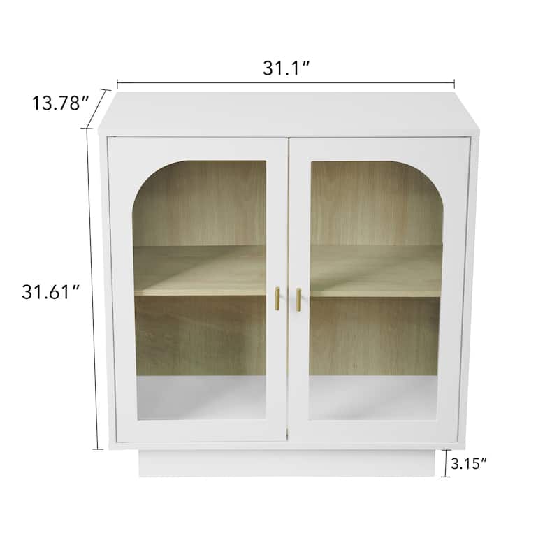 Storage Cabinet with 2 Glass Door for Living Room