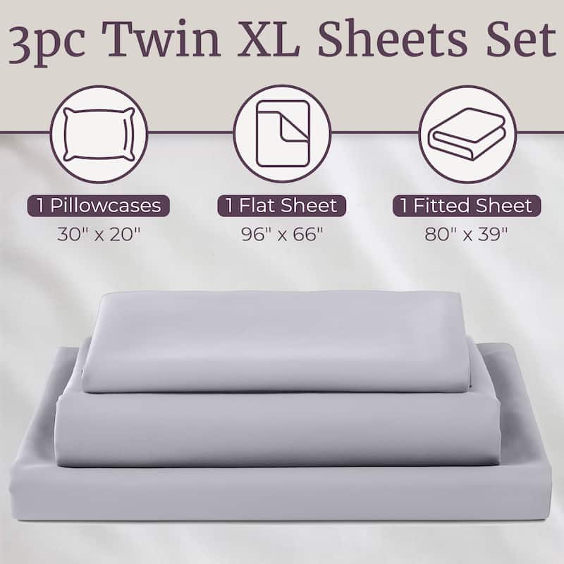 Brushed Microfiber Sheet Set-3 Piece Bed Linens by Windsor Home (Twin XL, Silver Gray)