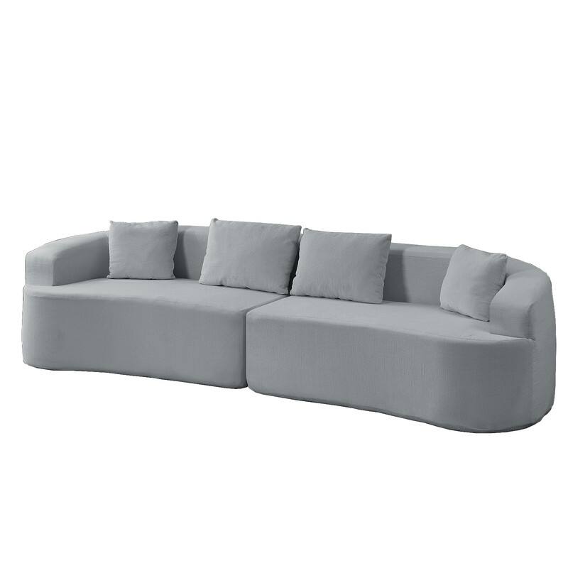 Mixoy 112" Curved Modular Sectional Sofa in Chenille Fabric Modern Minimalist Design Compressed No Assembly Required