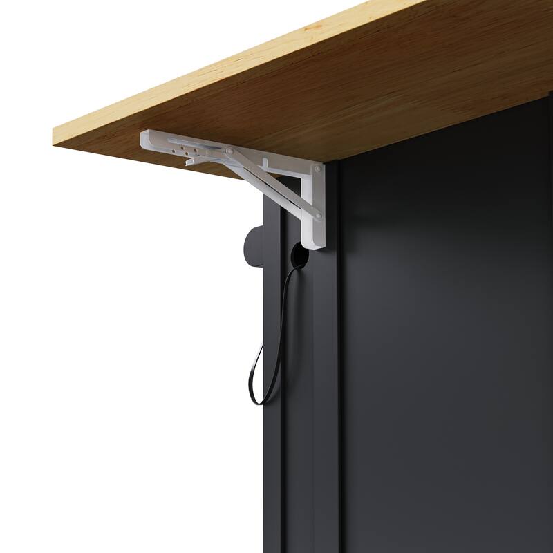 48'' Large Kitchen Island with Drop Leaf, Power Outlet, Rolling Wheels, and 5 Open Side Racks - 48'' x 29.75'' x 36.75''