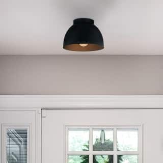 Hunter Erling 1-Light Medium Flush Mount Ceiling Light - Modern - Hallway, Bathroom, Entry, Laundry Room - Damp Rated!