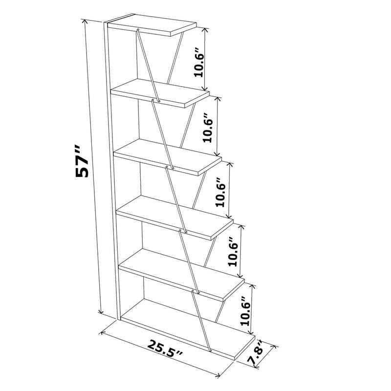 Modern 5 Tier Narrow Ladder Bookshelf