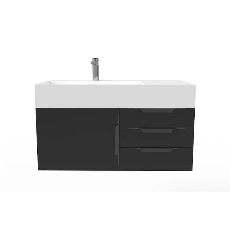 Amazon 36" Wall Mounted Bathroom Vanity Set w/ White Top