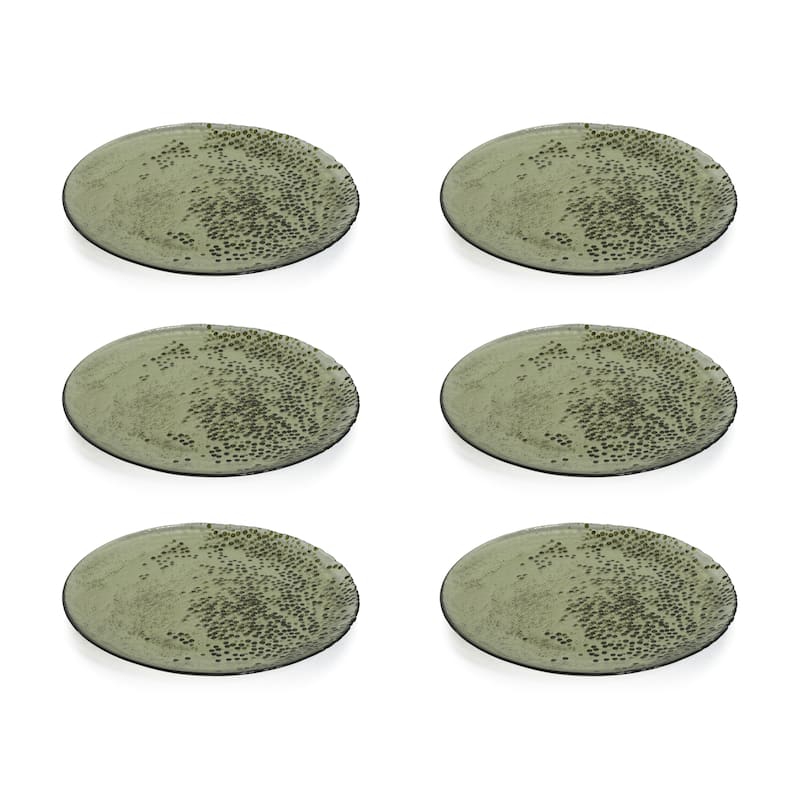 Hoku 11" Dotted Glass Plates, Set of 6