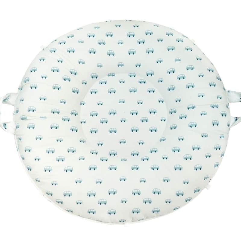 Serenity Light Gray Floor Cushion - Blue & White