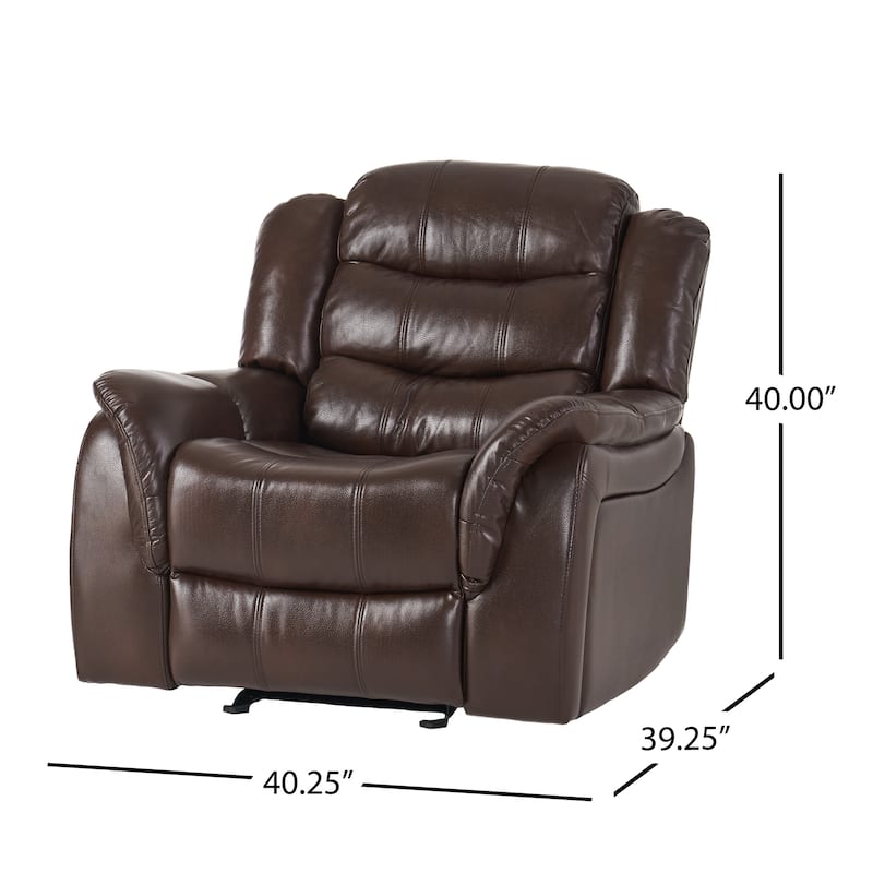 Classic Oversized Faux Leather Recliner, Spacious Upholstered Recliner Chair with Soft Cushion Home Theater Single Sofa Chair