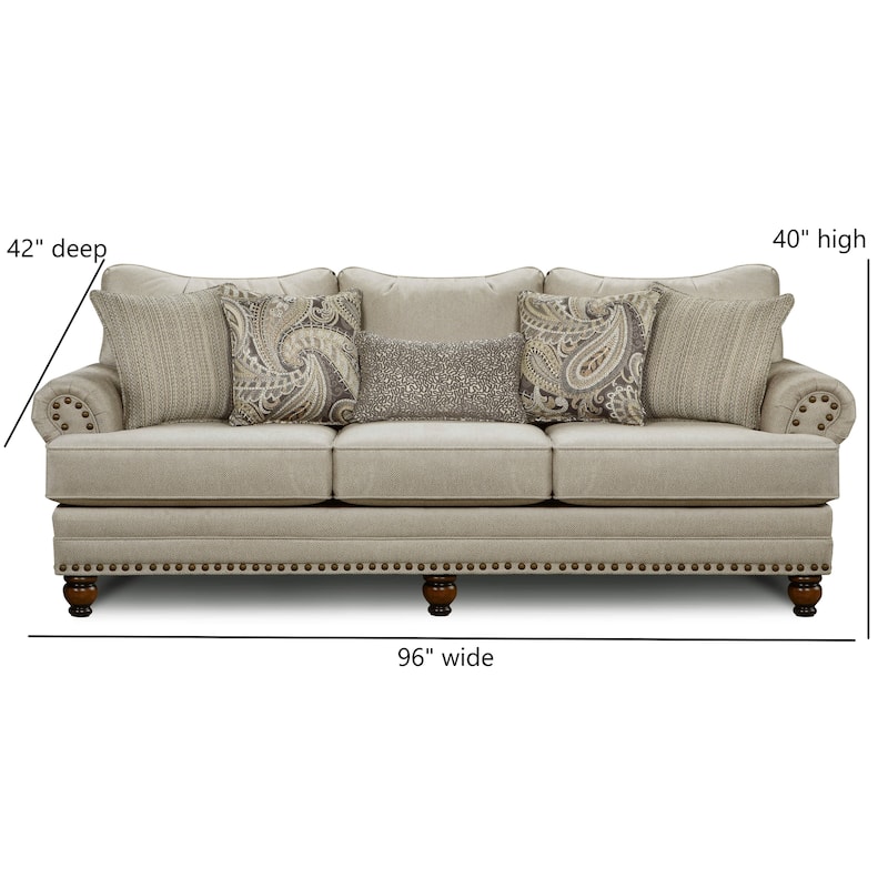 Carys Doe Nailhead Stationary Sofa
