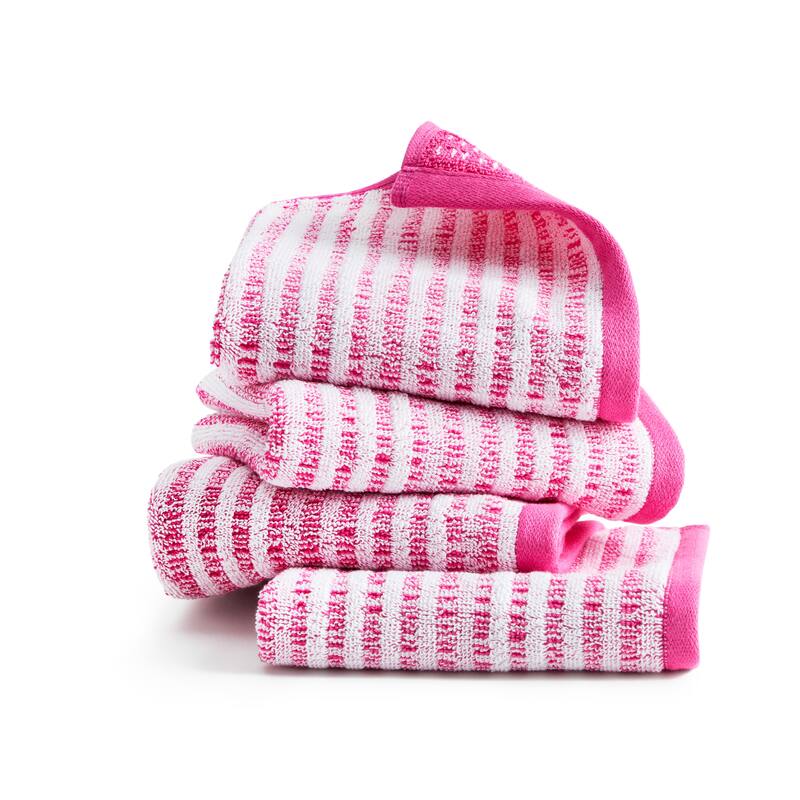 TOWN & COUNTRY PLAY 4-Piece Striped Reversible Terry Brights Washcloth Set, 13x13-Inch, 100% BCI Cotton - 13"x13"