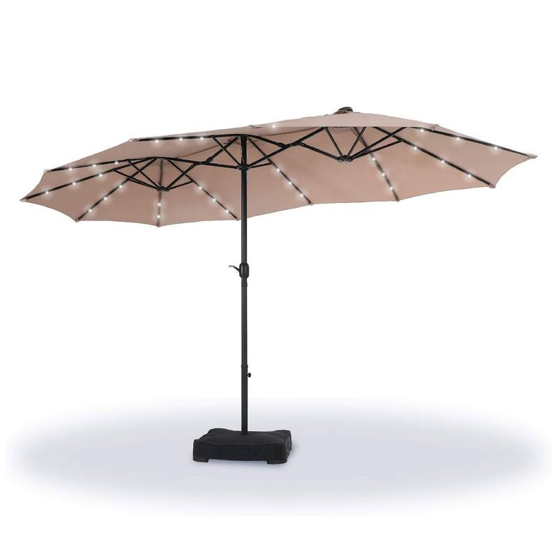 PHI VILLA 15-foot Rectangular Crank Outdoor Market Umbrella with Base Included