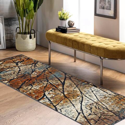 Modern Distressed Cracks Indoor Runner or Area Rug by Superior