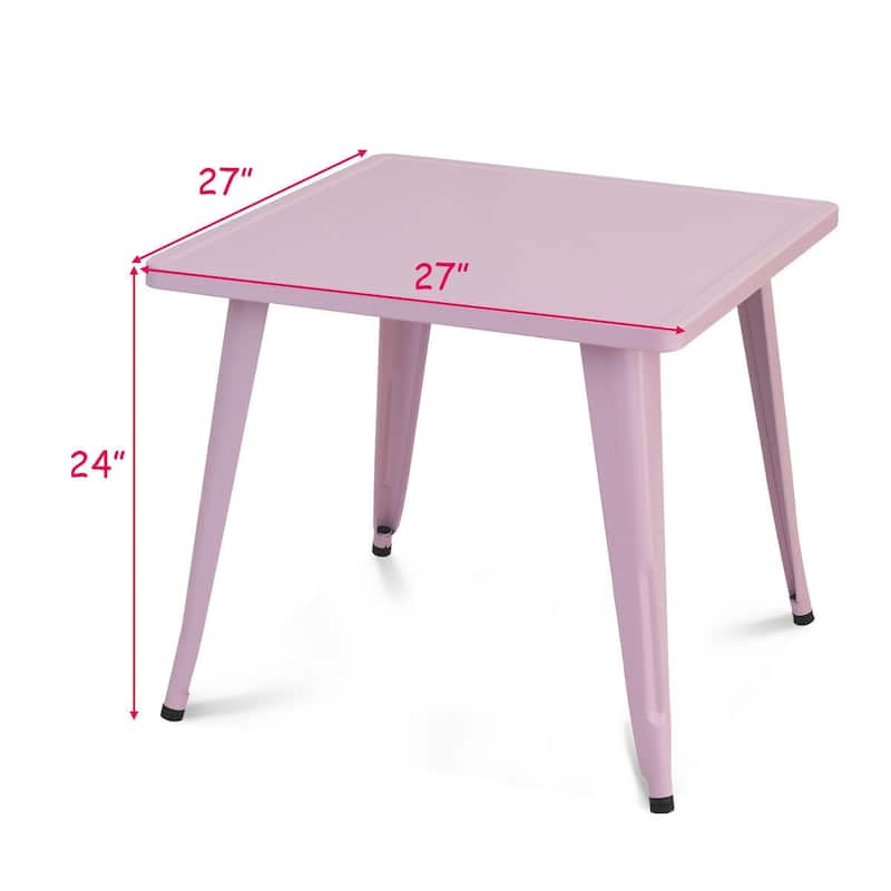 Costway Kids Steel 27'' Square Table Children Play Learn Activity