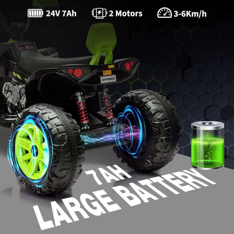 24V 2 Seat Ride on Toys Kids ATV 4 Wheel Quad Bike for Kids Best Gift