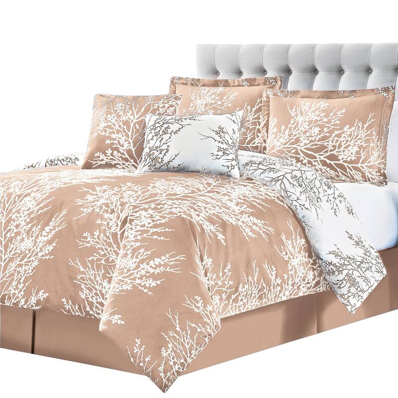 Elegant 6-Piece Reversible Foliage Comforter Set