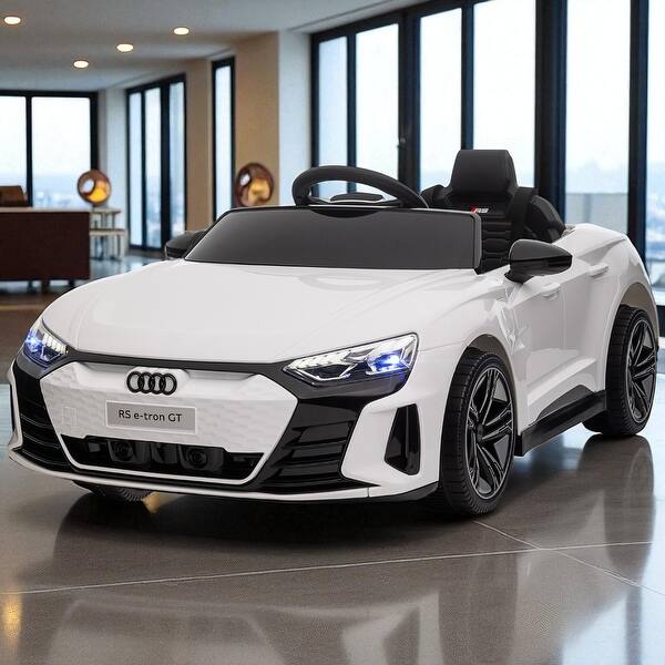 slide 2 of 32, 12V Licensed Audi RS E-tron GT Kids Ride On Car with Remote Control, Music, Lights, Horn, 4-Wheel Suspension, Ages 3-5 White