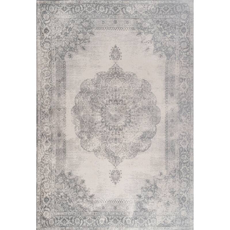 JONATHAN Y Soleiman Cottage Medallion Area Rug - 5 X 8 - Gray/Ivory