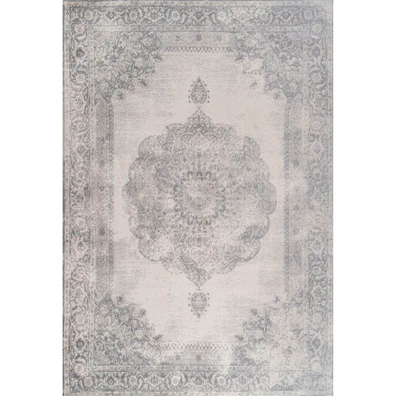 JONATHAN Y Soleiman Cottage Medallion Area Rug - 8 X 10 - Gray/Ivory