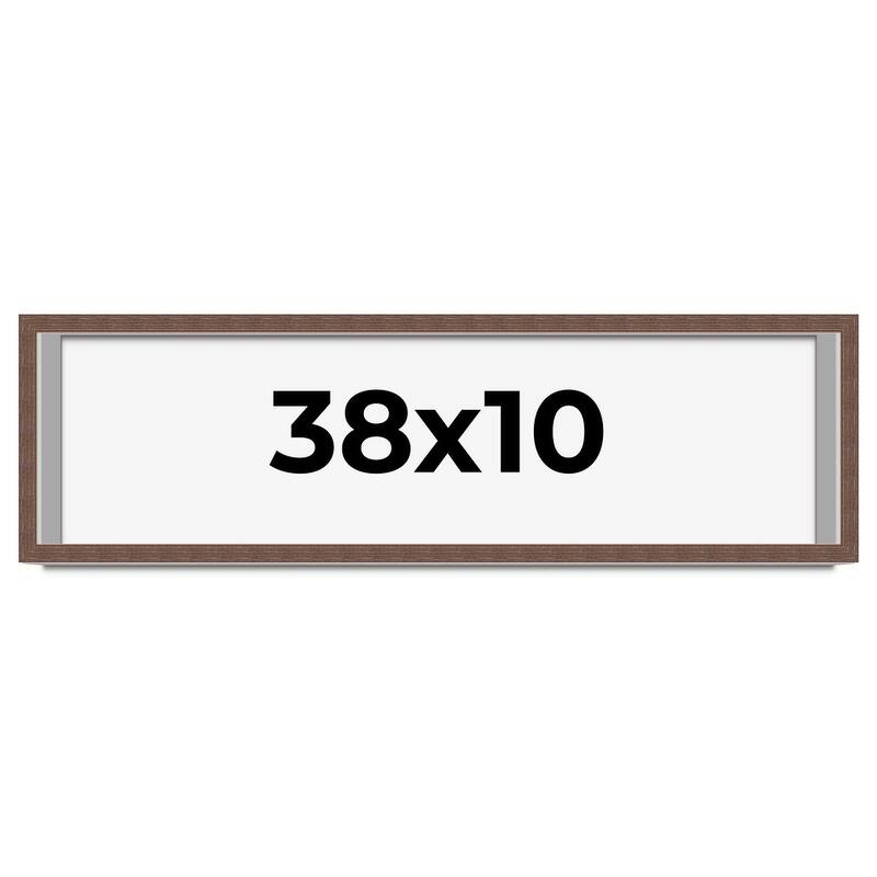 38x10 Shadow Box Frame Brown | 1.125 inches Deep Real Wood Rustic