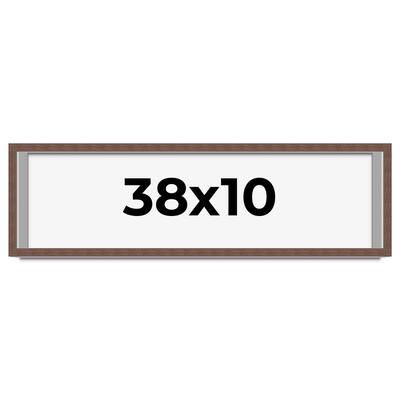 38x10 Shadow Box Frame Brown | 1.125 inches Deep Real Wood Rustic