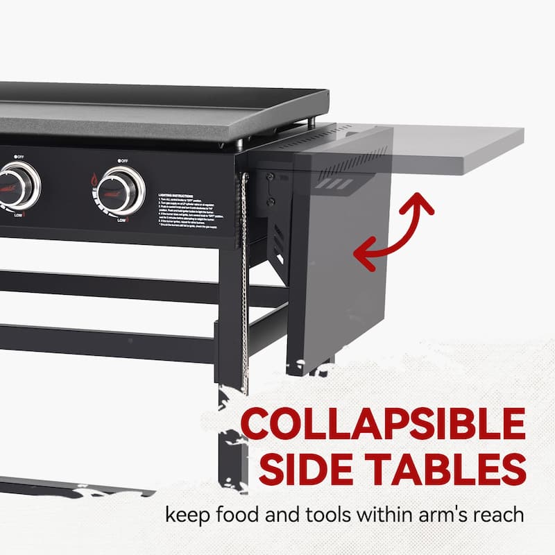 Royal Gourmet Flat Top 4-Burner Gas Grill Griddle, with Cover, Black