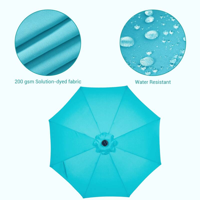 BONOSUKI 9ft Patio Solar Umbrella LED Patio Market Steel Tilt w/Crank