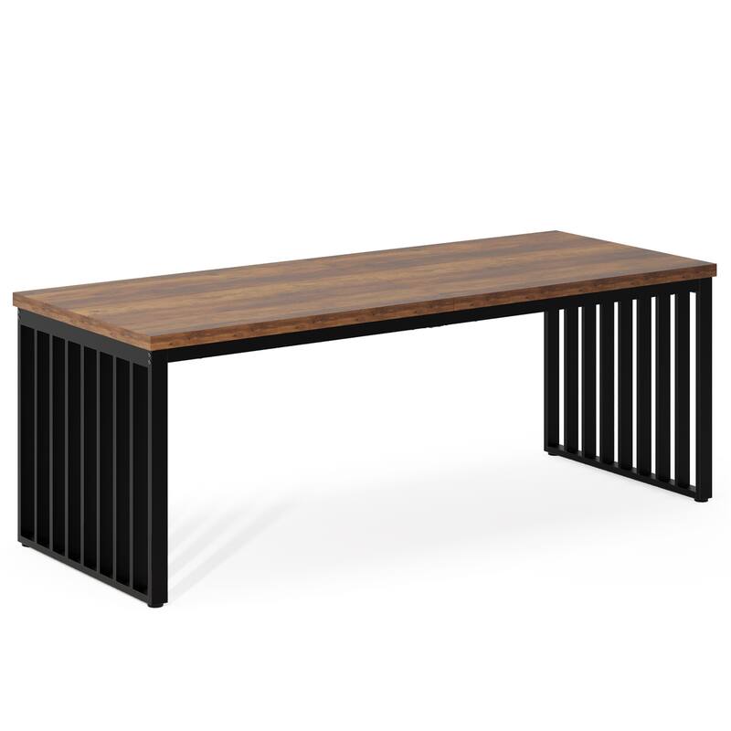 78.74" Double Computer Desk for 2 Person - Brown+Black