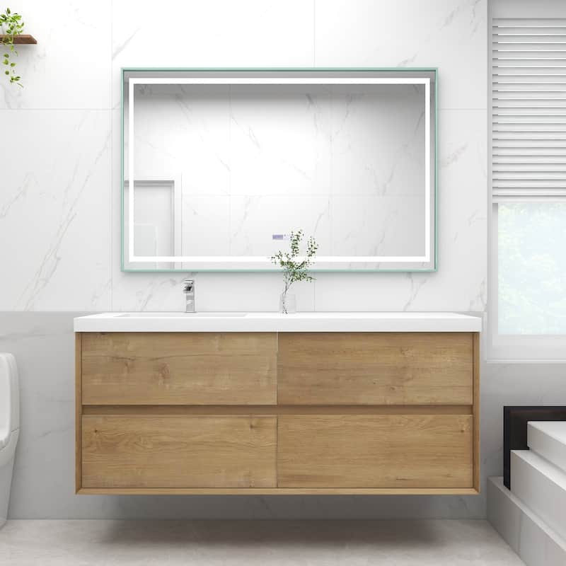 Selina 60" Wall Mounted Vanity with Single Sink on the Left - 60