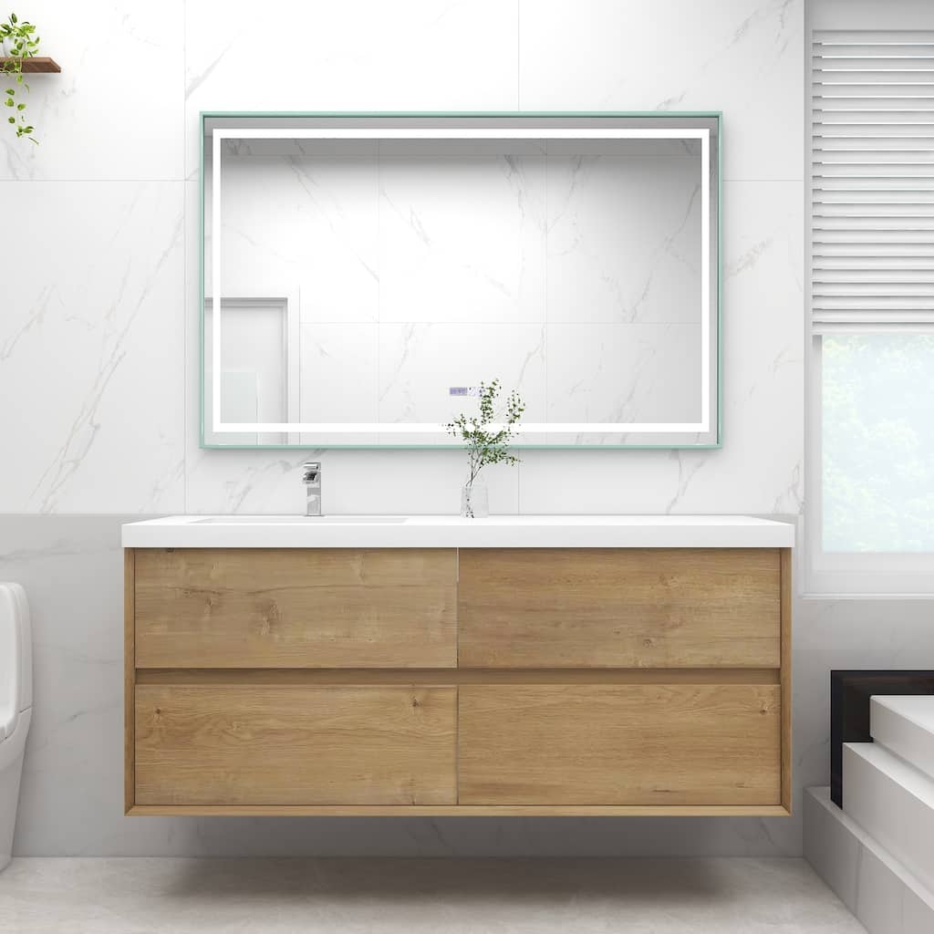 Selina 60" Wall Mounted Vanity with Single Sink on the Left - 60