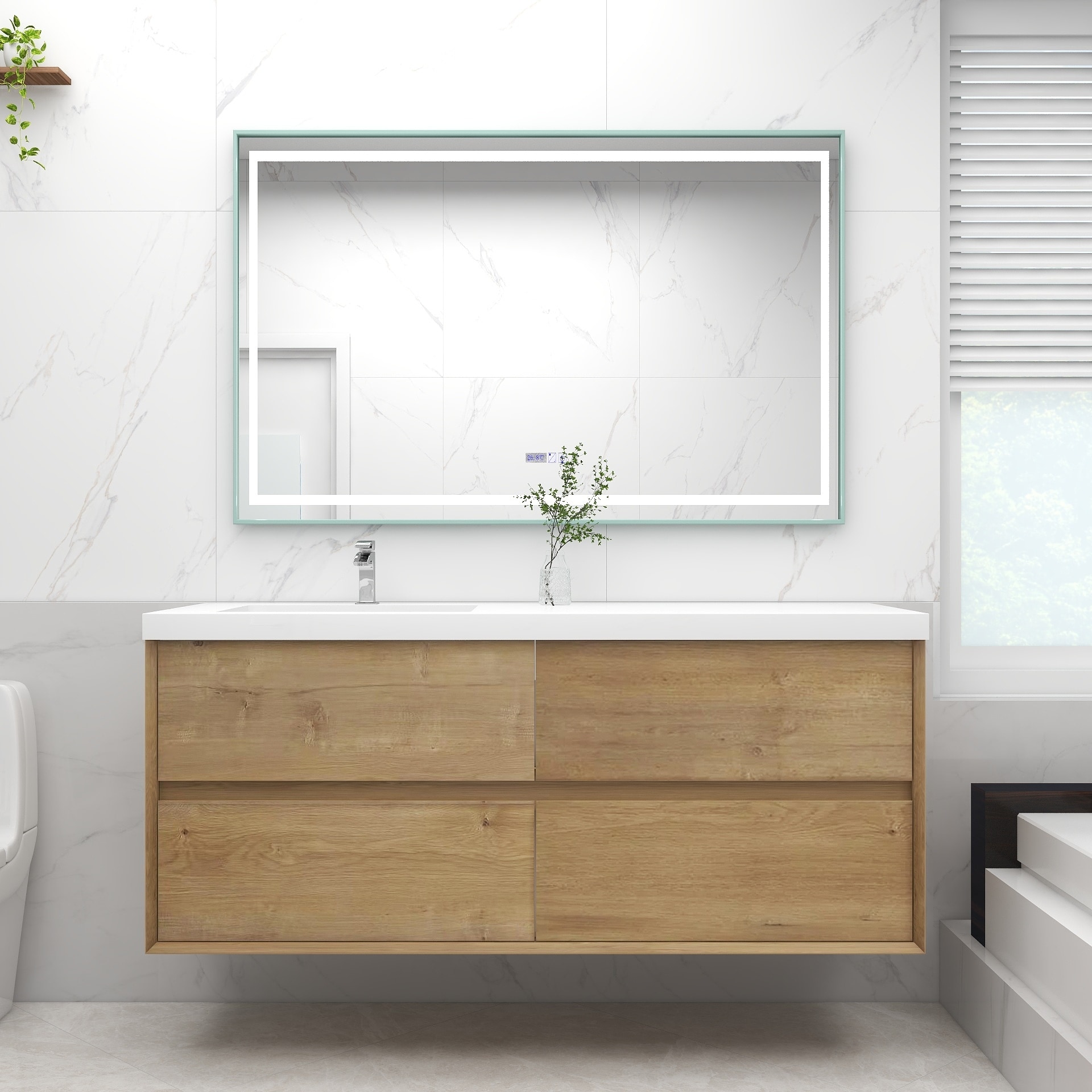 Selina 60" Wall Mounted Vanity with Single Sink on the Left - 60