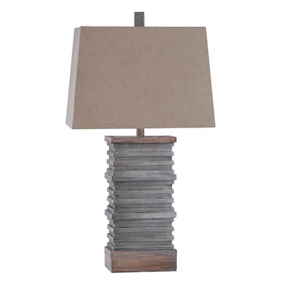 Casual Stacked Plate Design Table Lamp - Slate & Sepia