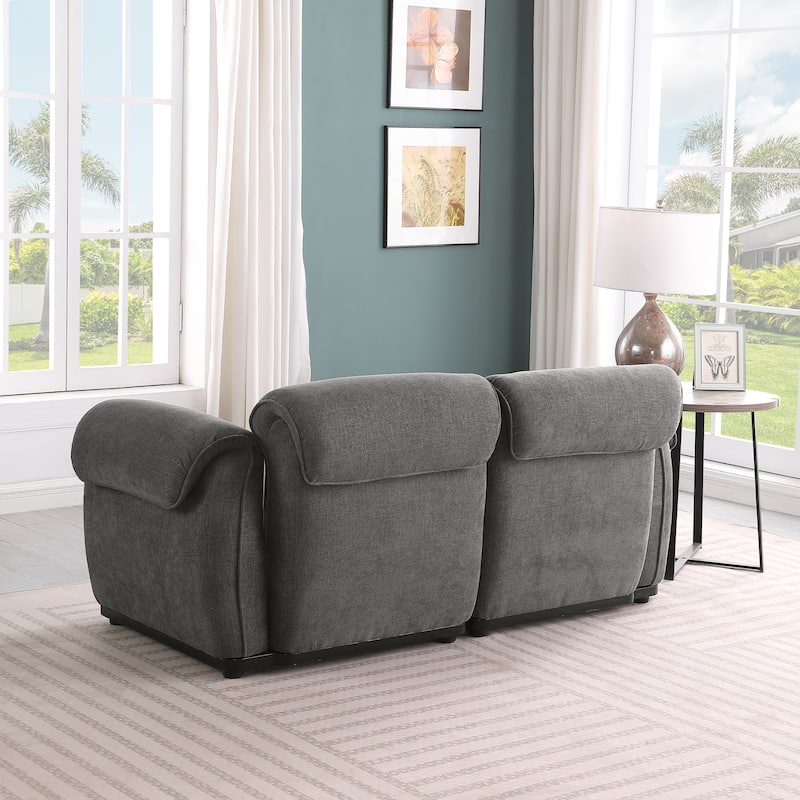 68.5" Chenille Modular Sofa - Fashionable Small Sectional with Iron Frame for Living Room, Bedroom