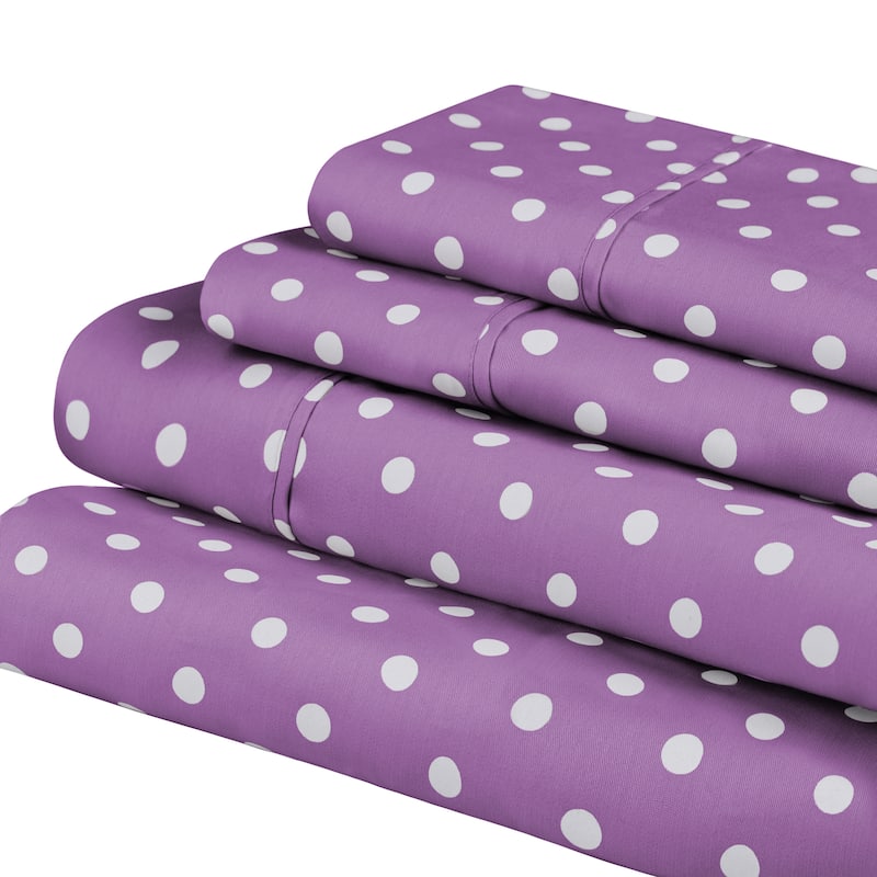 Superior Thread Count 600TC Cotton Blend Polka Dot Bed Sheet Set