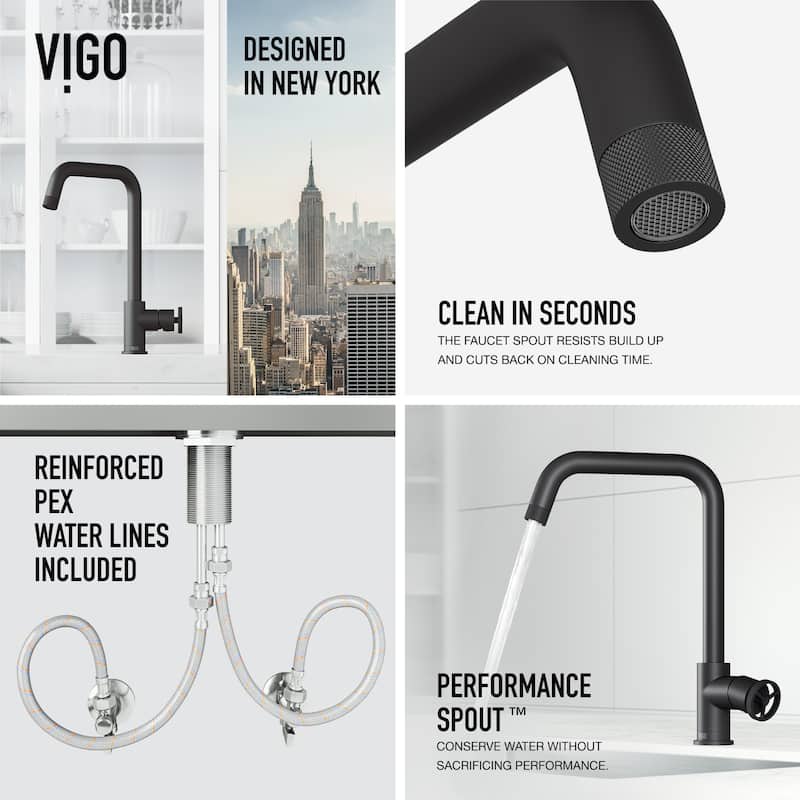 VIGO Cass Industrial 14" H Single Handle Kitchen Bar Faucet