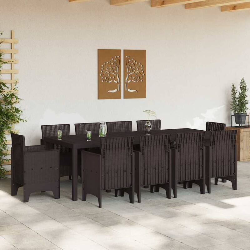 vidaXL Garden Dining Set 11 pcs Poly rattan - 39 x 98 x 29