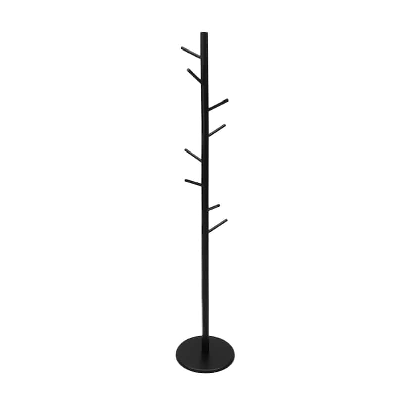 Made4Home Teylers Solid Wood 8-Hook Freestanding Coat Rack - Black
