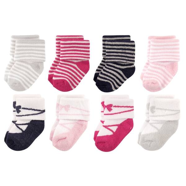 slide 1 of 1, Luvable Friends Baby Girl Newborn and Baby Terry Socks, Stripe Ballet Stripe Ballet - 0-6 Months