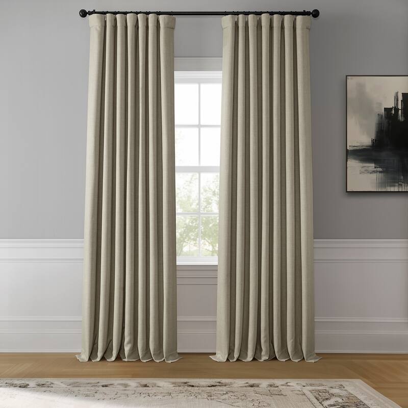 Exclusive Fabrics Faux Linen Room Darkening Curtain (1 Panel) - 50 X 84 - Oatmeal