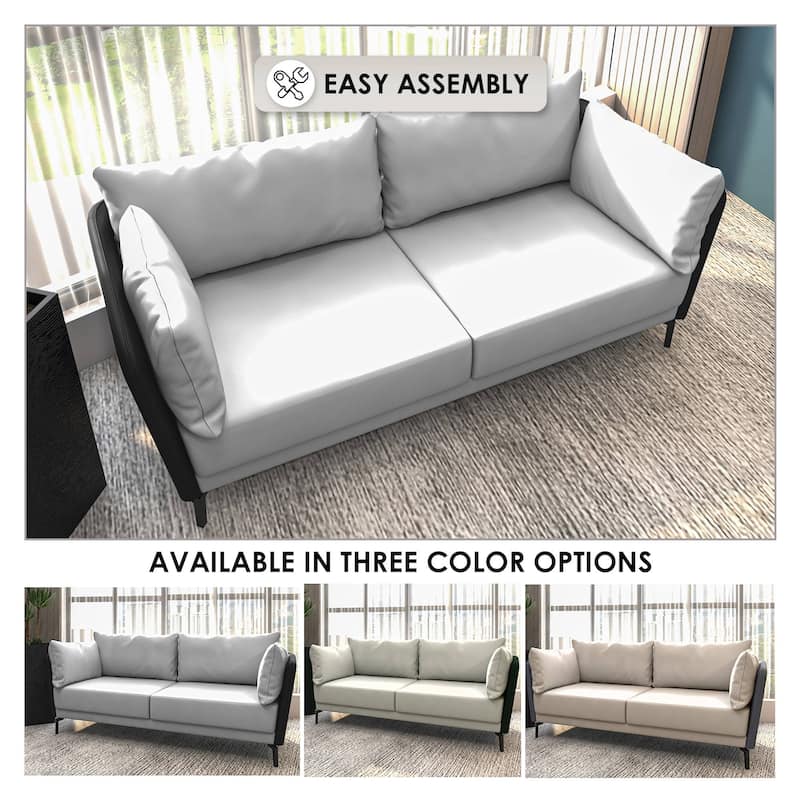 Luxify 3-Seater Leather Sofa in Upholstered Leather with Metal Legs & Removable Cushions for Living Room & Lounges