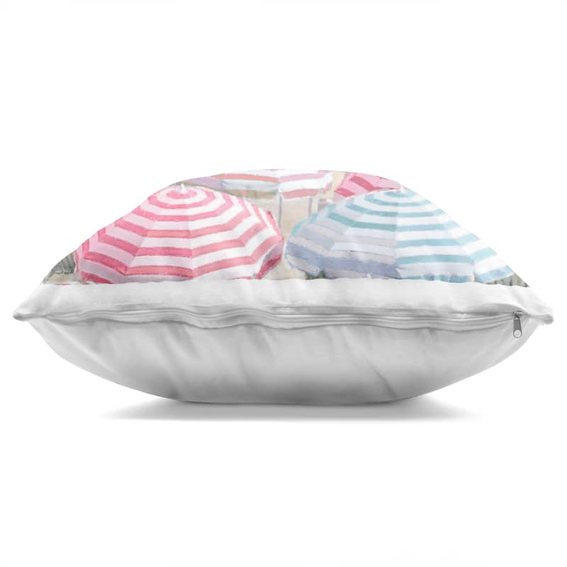 Stupell Bright Beach Umbrellas Scene Decorative Printed Throw Pillow Design by Amber Sterling