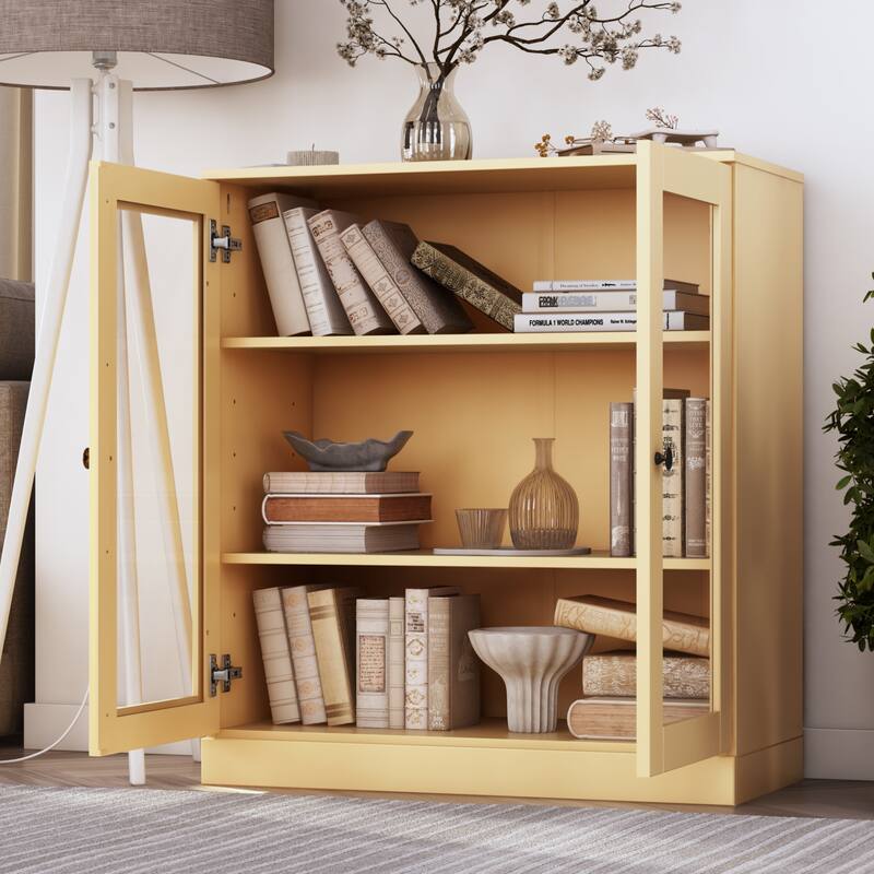100% Solid Wood 3-shelf Bookcase with Optional Doors by Palace Imports