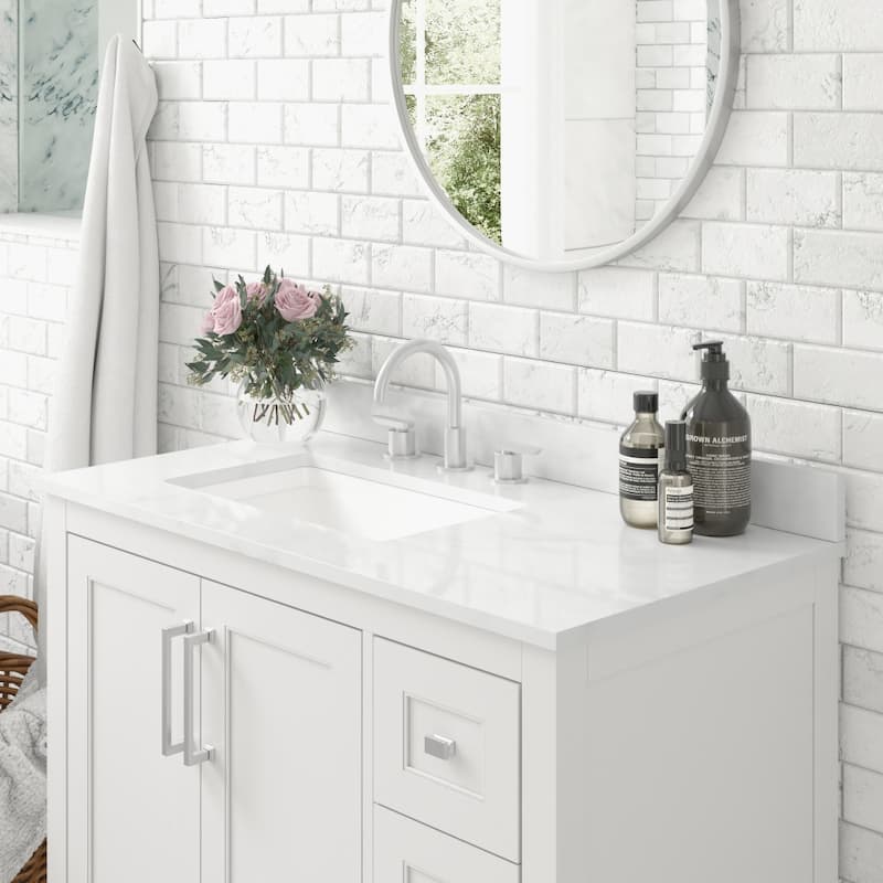 Modern Freestanding Bath Vanity with Sink, Open Storage, and Drawers