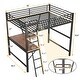 preview thumbnail 4 of 6, Full Loft Metal Bed with Built-in Desk & Shelf for Kids, Teens, Adults