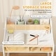 preview thumbnail 5 of 14, Qaba Kids Desk and Chair Set, Children Study Table with Storage and Shelves, Student Writing Desk, Natural Wood
