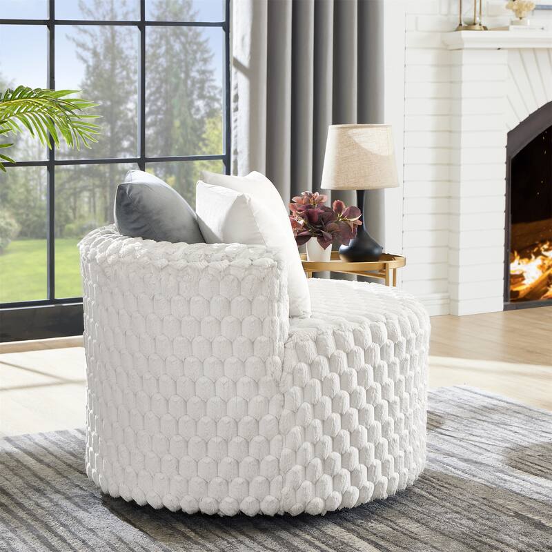 Plush 3D Upholstered Barrel Accent Chair