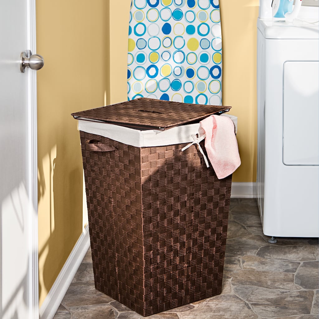 Honey-Can-Do Brown Woven Strap Clothes Hamper