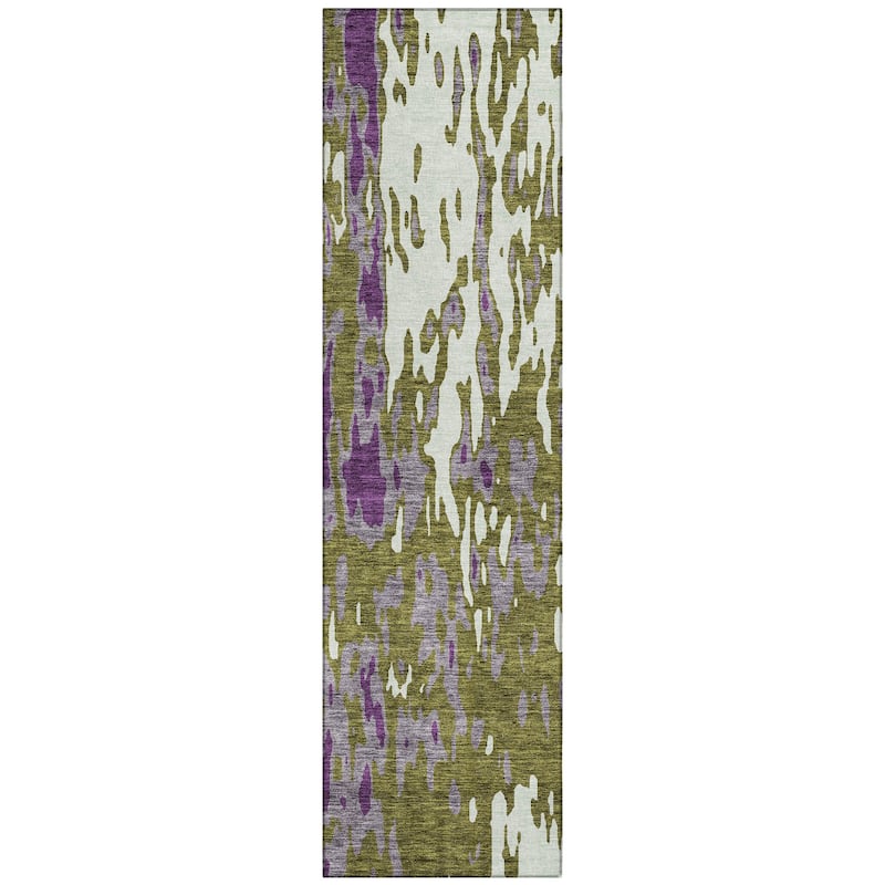 Machine Washable Indoor/ Outdoor Abstract Contemporary Chantille Rug