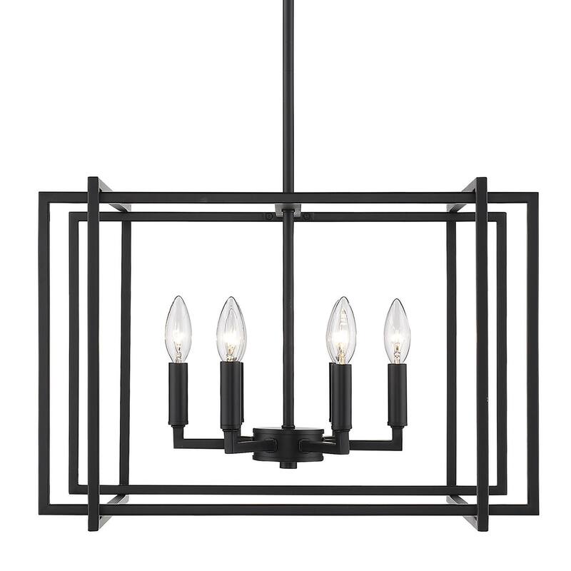 Golden Lighting Tribeca 6 Light 21" Wide Taper Candle Pendant - Black / Black