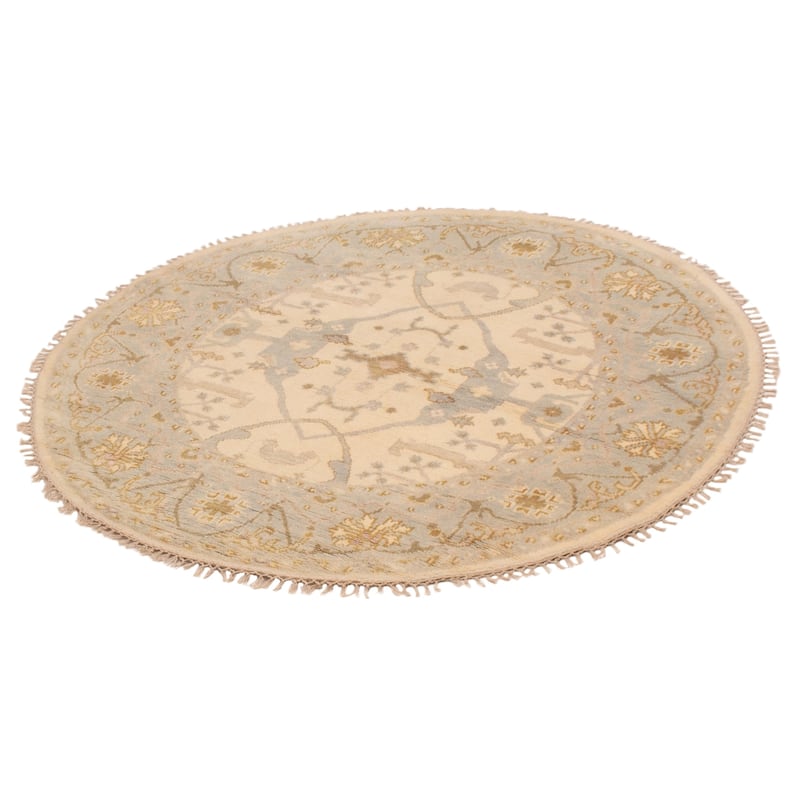 ECARPETGALLERY Hand-knotted Royal Oushak Ivory Wool Rug - 6'1 x 5'10